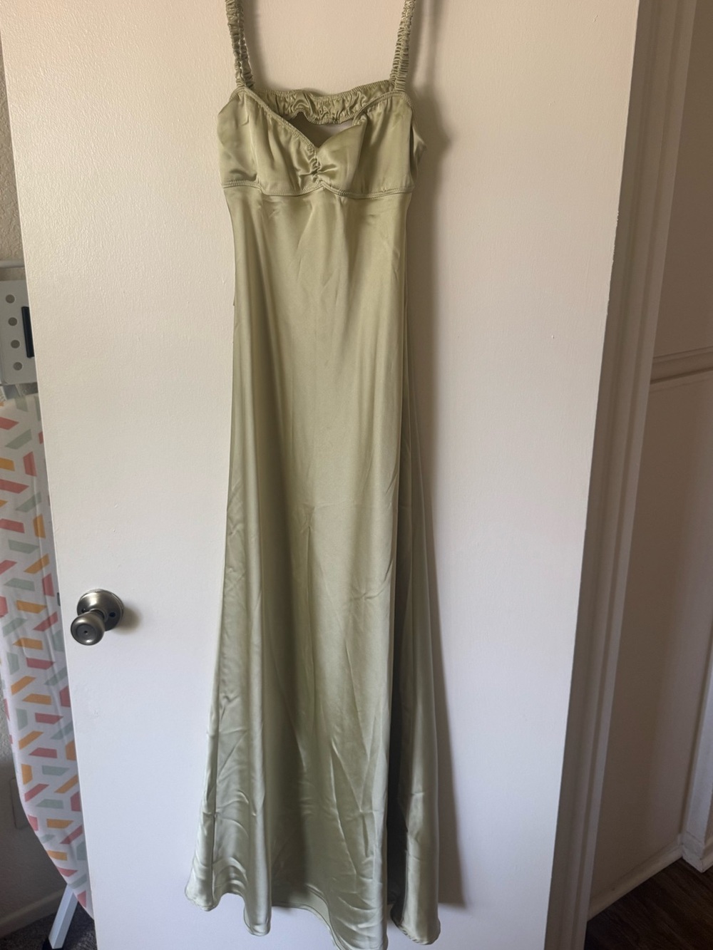 Zara Light Olive Satin Slip Dress